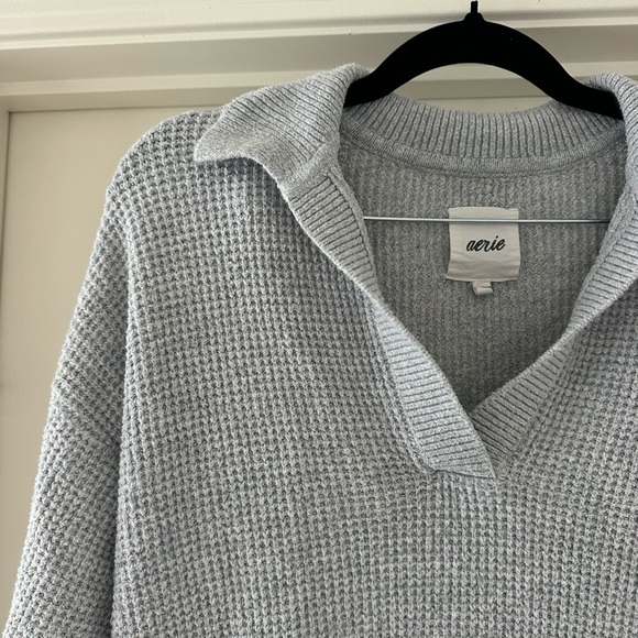 Gray Knit Collared Sweater - Picture 2 of 3